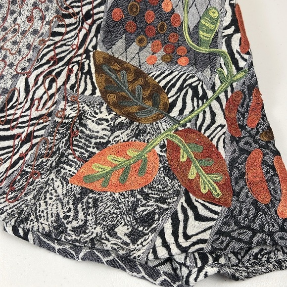 Soft Surroundings Jacket Cardigan Size L/XL Embroidered Open Front Animal Leaf - Picture 13 of 16